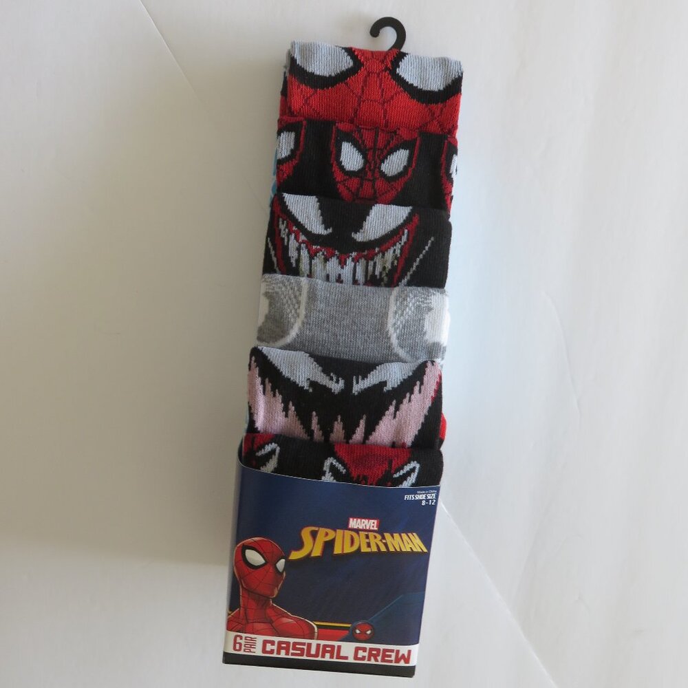 (#W-2) Marvel Spiderman 6 pair Casual Crew Sock